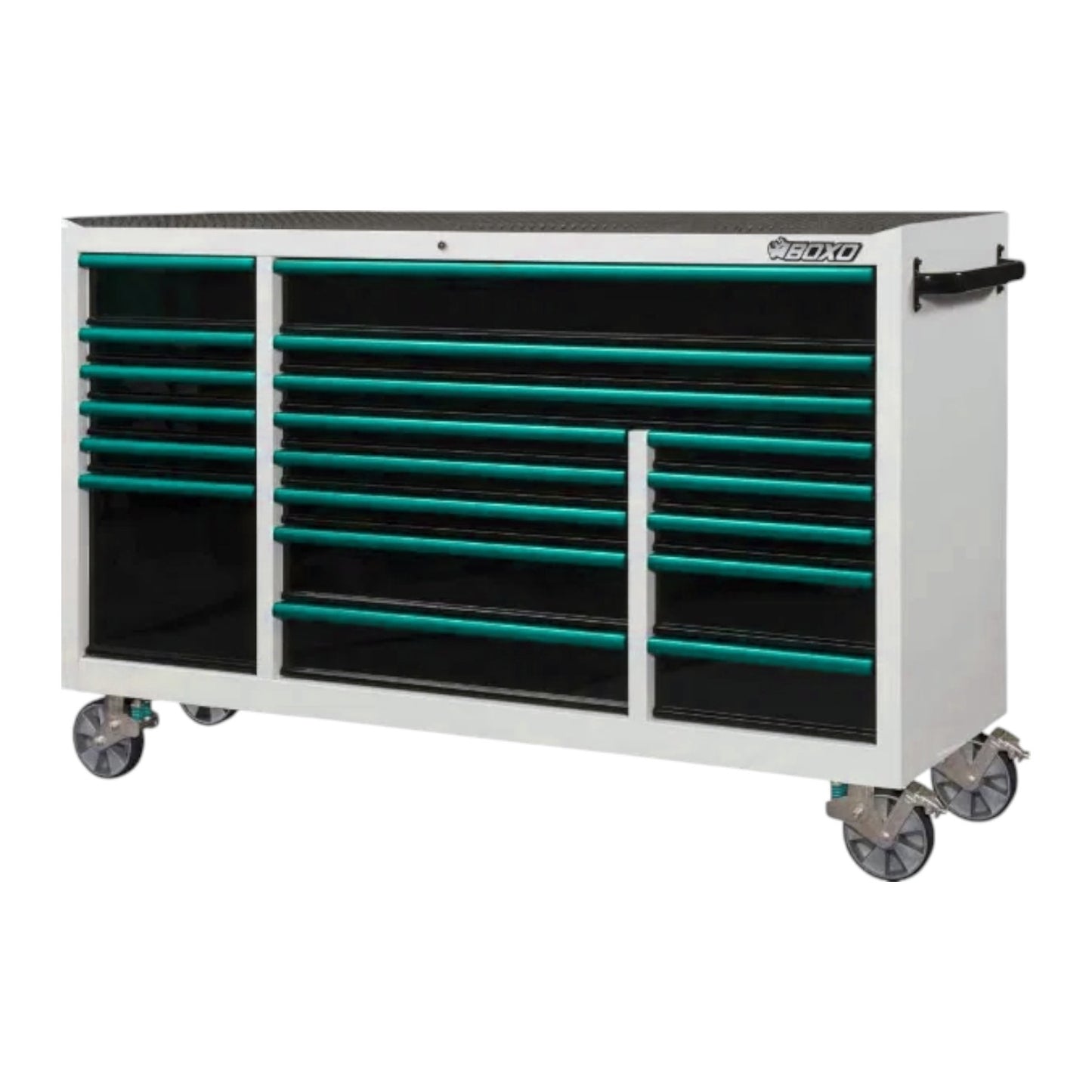 BOXO 72" White 19 Drawer Triple Bank Roll Cabinet with Drawer Trim Pack (Trim colour options)