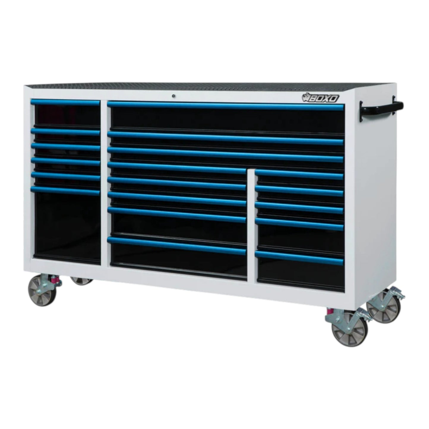 BOXO 72" White 19 Drawer Triple Bank Roll Cabinet with Drawer Trim Pack (Trim colour options)