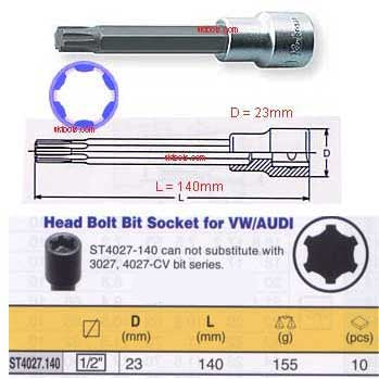 Ko-ken ST4027-140 VW AUDI A6 Special Headbolt Socket (Polydrive)