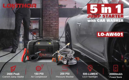 LOKITHOR 2500A 12v Booster, Compressor & Jet Washer