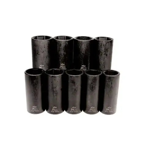K-Tool International 9Pc 1/2" 6-point Deep Metric Impact Socket Set