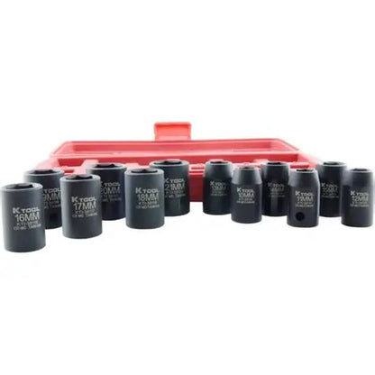 K-Tool International 12Pc 1/2" 6-point Short Impact Socket Set