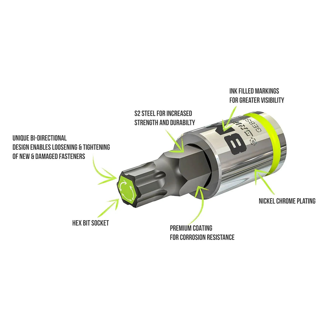 GripEdge 1/4" RPT Short Metric Hex Sockets (1.5mm - 7mm)