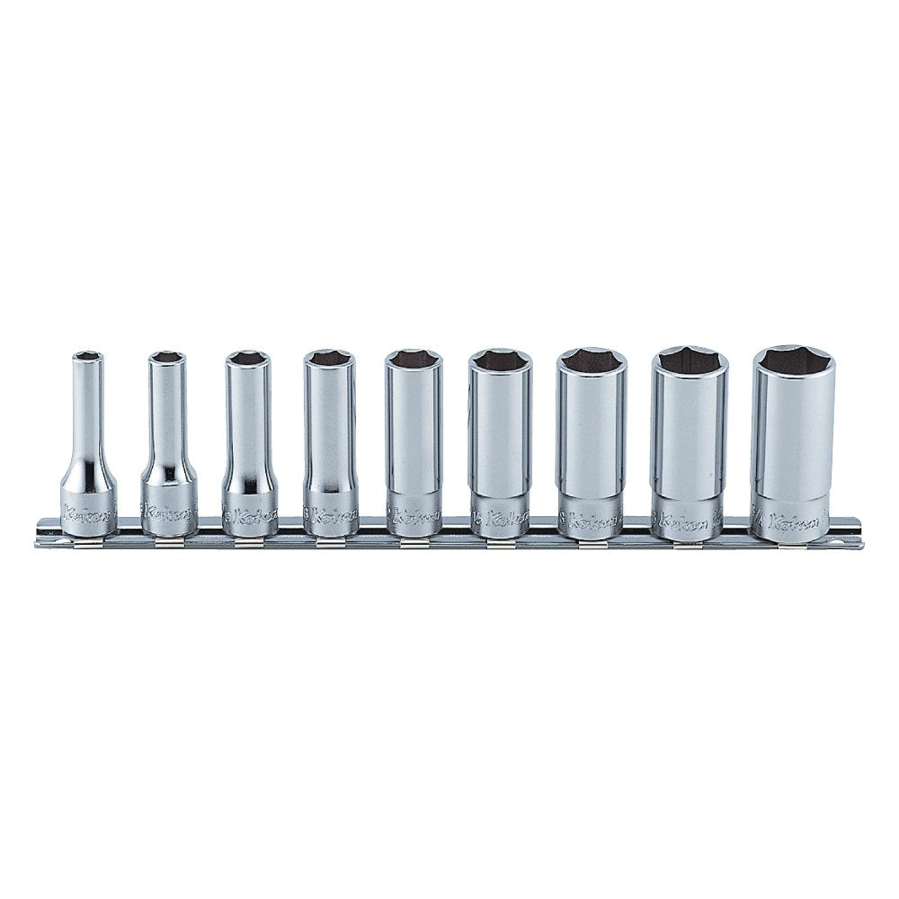 Ko-ken 9Pc 3/8" 6Pt Deep SAE Socket Set
