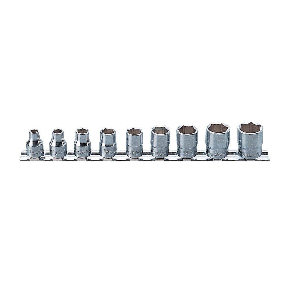 Ko-ken 9Pc 3/8" 6Pt Standard SAE Socket Set