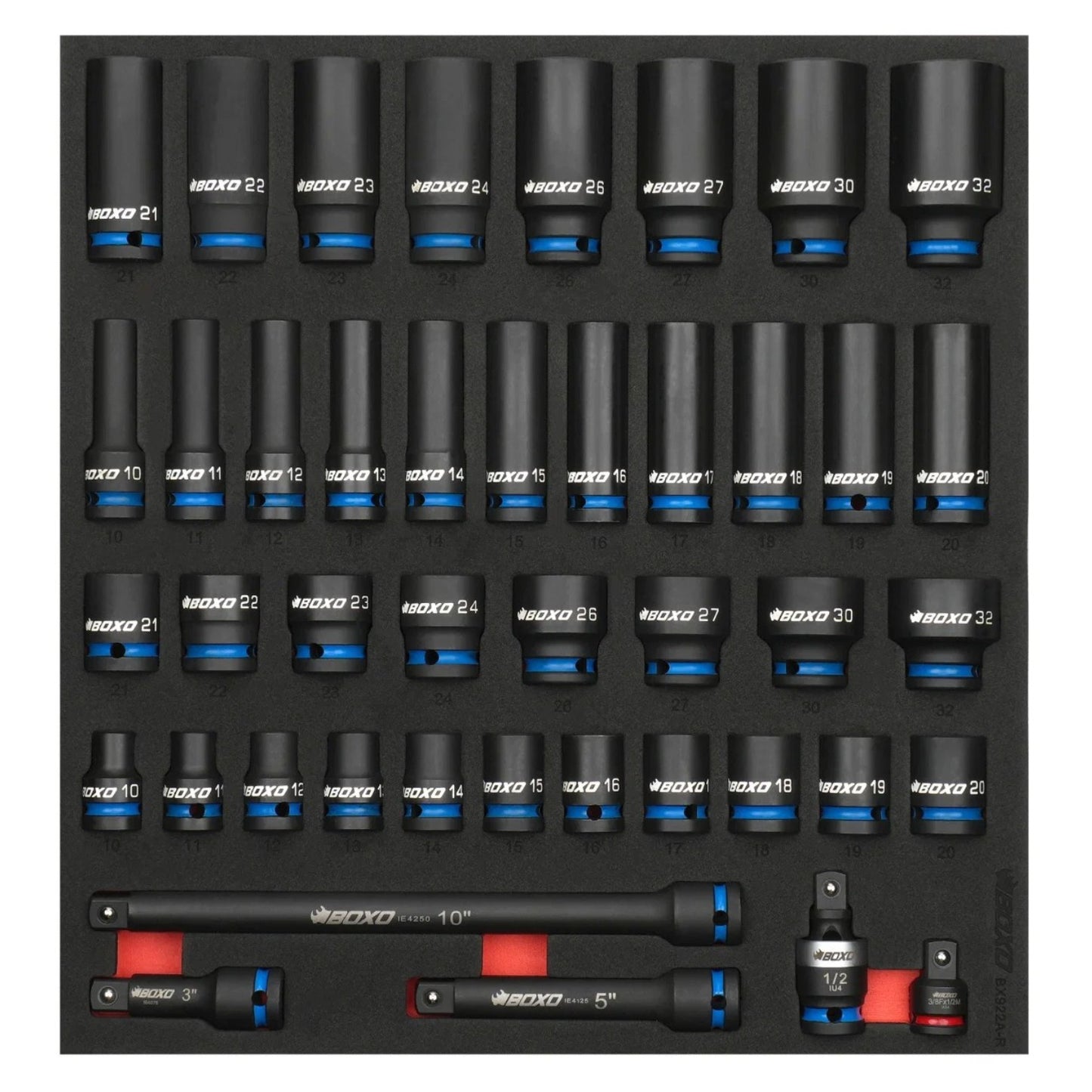 BOXO 43Pc 1/2" Master Impact Socket Set