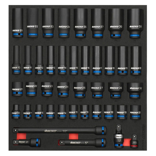 BOXO 43Pc 1/2" Master Impact Socket Set