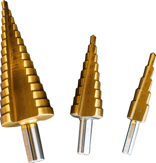 POWERHAND 3Pc HSS-Tin Step Drill Bit Set