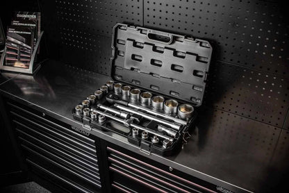 POWERHAND 25Pc 3/4" 6Pt Chrome Socket Set