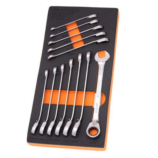 FRANKLIN GearF 12Pc 12pt Reversible Ratchet Combination Spanner Set