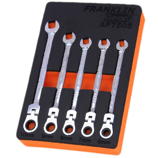 FRANKLIN GearF 5Pc 12pt Flexi Ratchet Combination Spanner Set