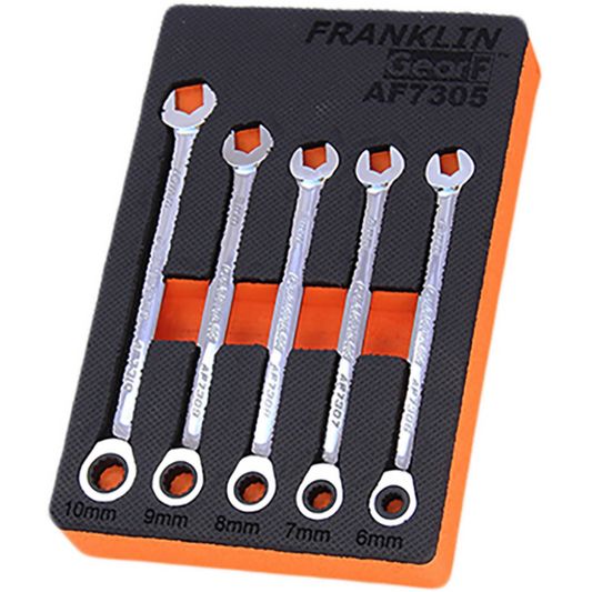 FRANKLIN Gear F Grip 4+ 5 pce 12 pt Combination Ratchet Spanner Set