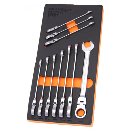 FRANKLIN GearF 10Pc 12pt Flexi Ratchet Combination Spanner Set