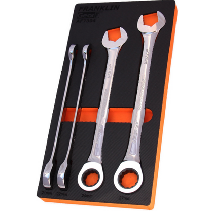 FRANKLIN GearF Grip4+ 4Pc 12pt Combination Ratchet Spanner Set