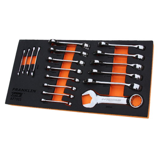 FRANKLIN XF 18Pc GearF Grip4+ Stubby Comb Spanner Master Set 6mm - 24mm