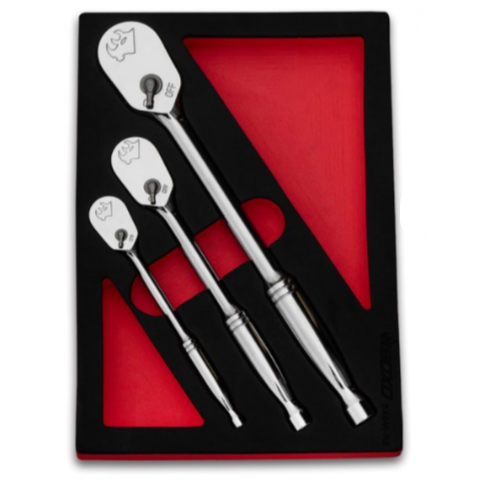 BOXO 3Pc 1/4", 3/8" & 1/2" 90T Ratchet Set