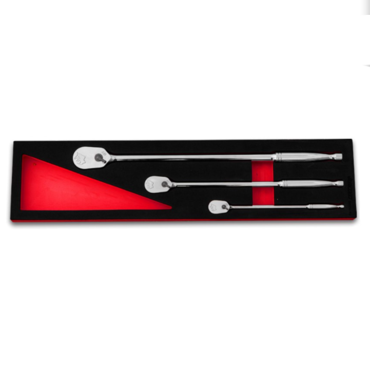 BOXO 3Pc 1/4", 3/8" & 1/2" 90T Long Reach Ratchet Set
