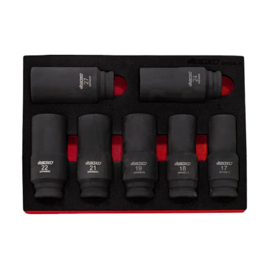 BOXO 7Pc 1/2" 6pt Weighted Impact Socket Set