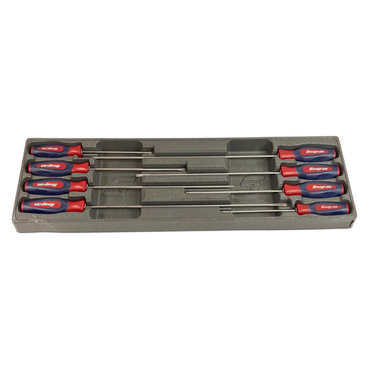 Snap-on 8Pc Cabinet Type Screwdriver Set Red White and Blue