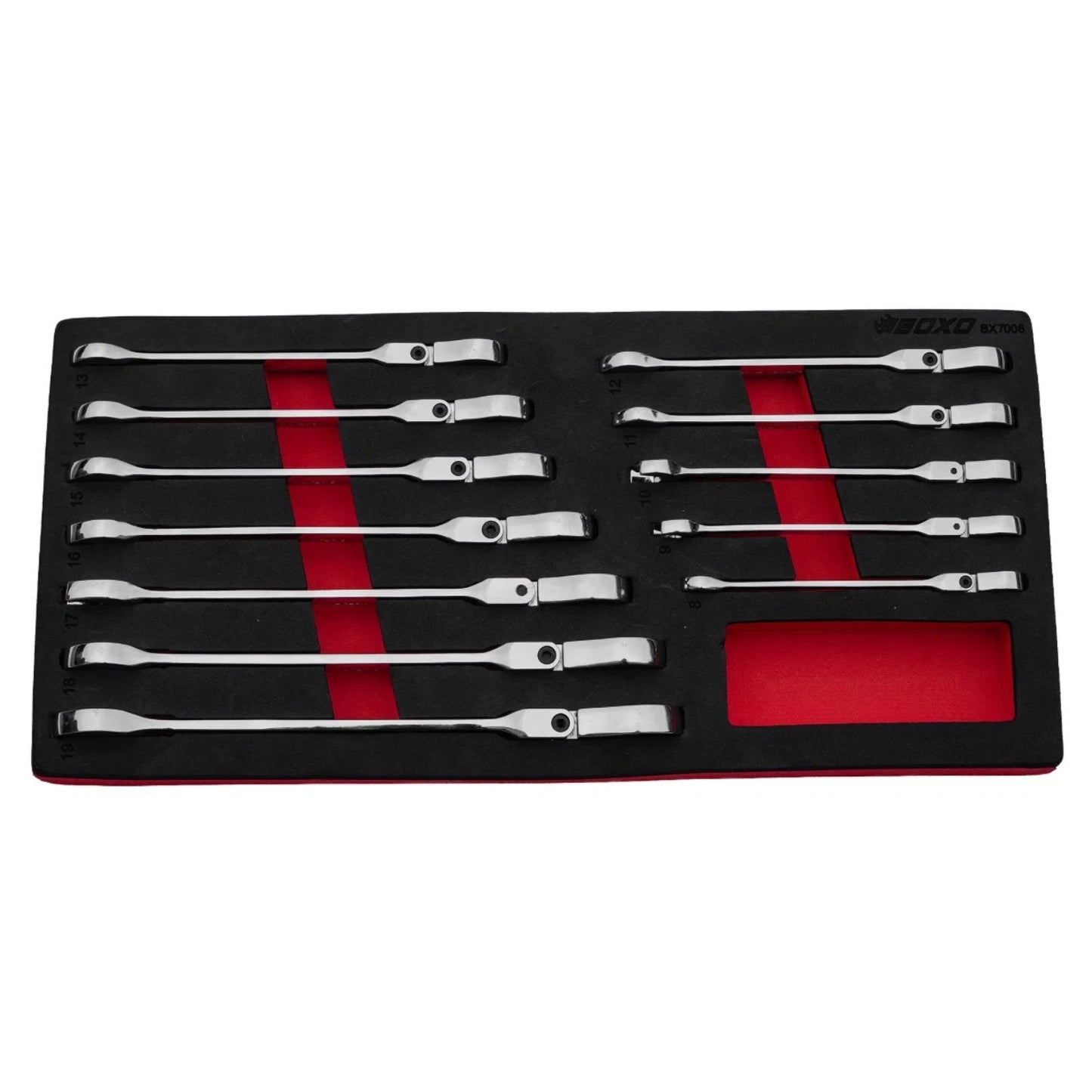 BOXO 12Pc Flex Head Ratcheting Spanner Set