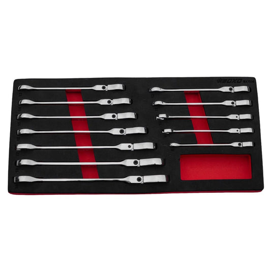 BOXO 12Pc Flex Head Ratcheting Spanner Set