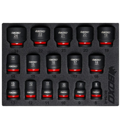 BOXO 16Pc 3/8" Shallow Impact Socket Set In EVA Foam