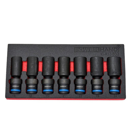 POWERHAND 7pc 1-2" Deep Swivel Impact Socket Set (18-24mm)