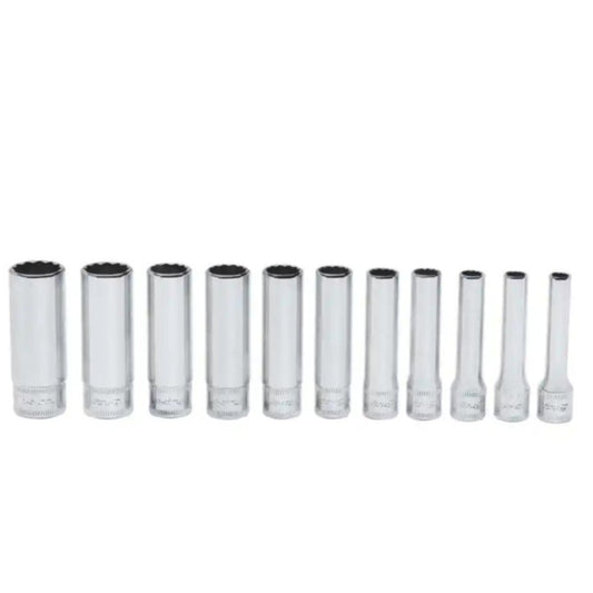 Snap-on 11 pc 1/4" Drive 12-Point Metric Flank Drive® Deep Socket Set (5–14 mm)