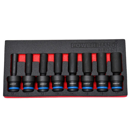POWERHAND 8pc 1-2" Deep Swivel Impact Socket Set (10-17mm)