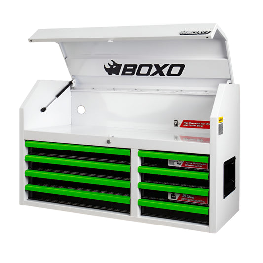 BOXO 41" 8 Drawer Top Box with Drawer Trim Pack - White Body with Coloured Trim Pack