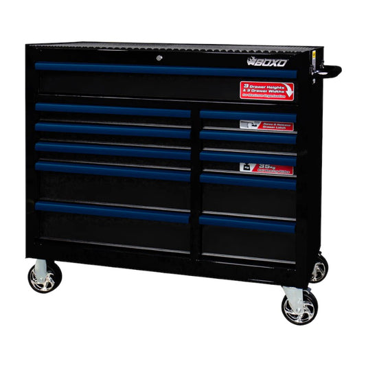 BOXO 41" Black 11 Drawer Roll Cabinet with Drawer Trim Pack (Trim colour options)