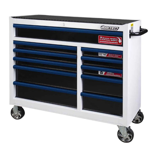 BOXO 41" White 11 Drawer Roll Cabinet with Drawer Trim Pack (Trim colour options)