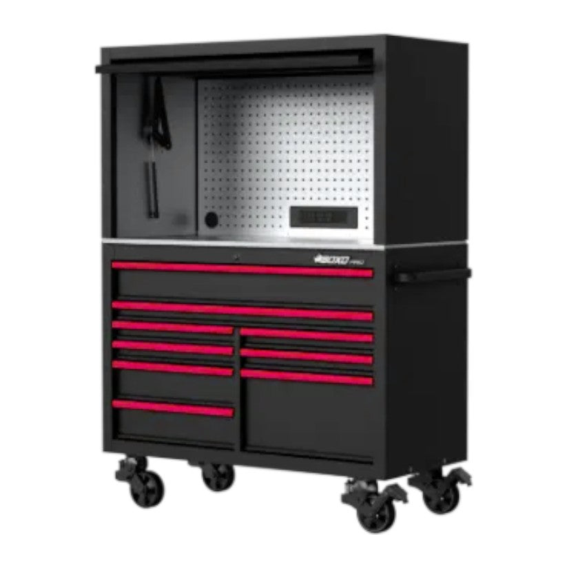 BOXO PRO 53" Gloss 9 Drawer Stack with Hutch (Trim colour options)