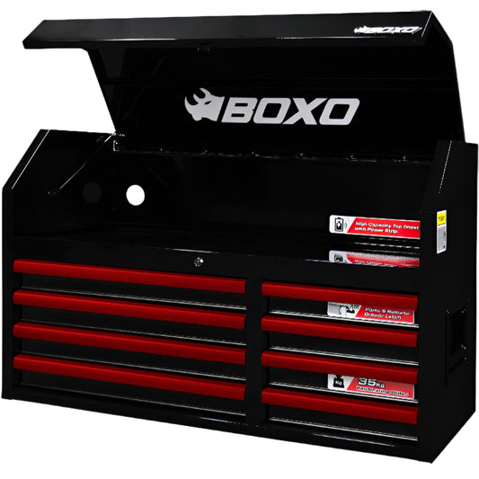 BOXO 41" 8 Drawer Top Box with Drawer Trim Pack - Black Body with Coloured Trim Pack