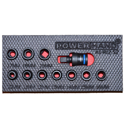 POWERHAND 11Pc 1/2" 6Pt Shallow Impact Socket Set (10mm - 19mm)