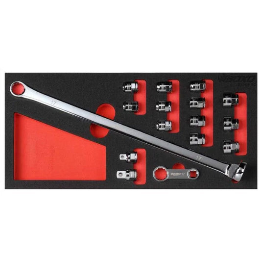 16pc 6pt Magnetic Narrow Access Socket Set
