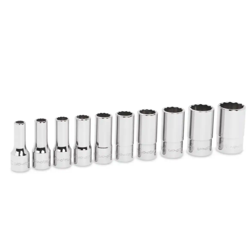 Snap-on 10 pc 1/4" Drive 12-Point SAE Flank Drive® Semi-Deep Socket Set (3/16–9/16")