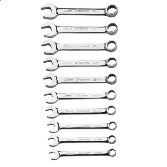 Snap-on 10 pc 12-Point Metric Flank Drive® Short Combination Wrench Set (10–19 mm)