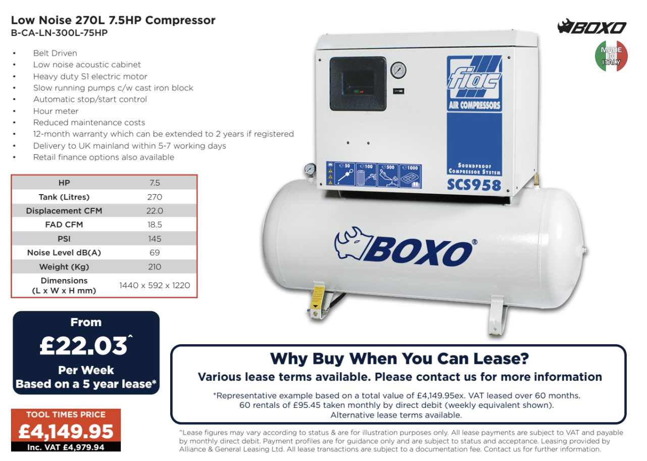 BOXO 270L 7.5HP Low Noise Compressor