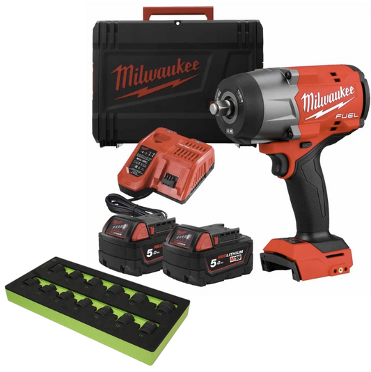 Milwaukee M18FHIW2F12-502X 18V FUEL 1/2" High Torque Impact Wrench with FREE SOCKET SET