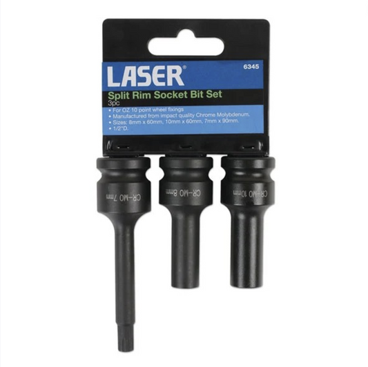 Laser 3Pc Split Rim Socket Bit Set