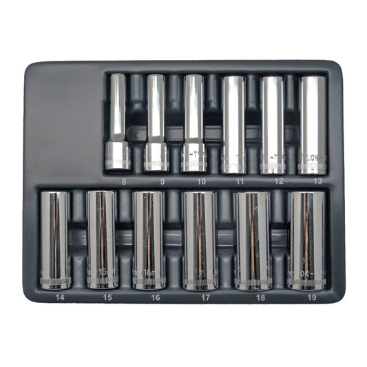 12Pc 3/8'' Lock-Type Deep Sockets (8mm - 19mm)