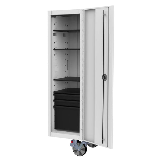 BOXO Full Height White Side Locker with 4 Shelves & 3 Drawers