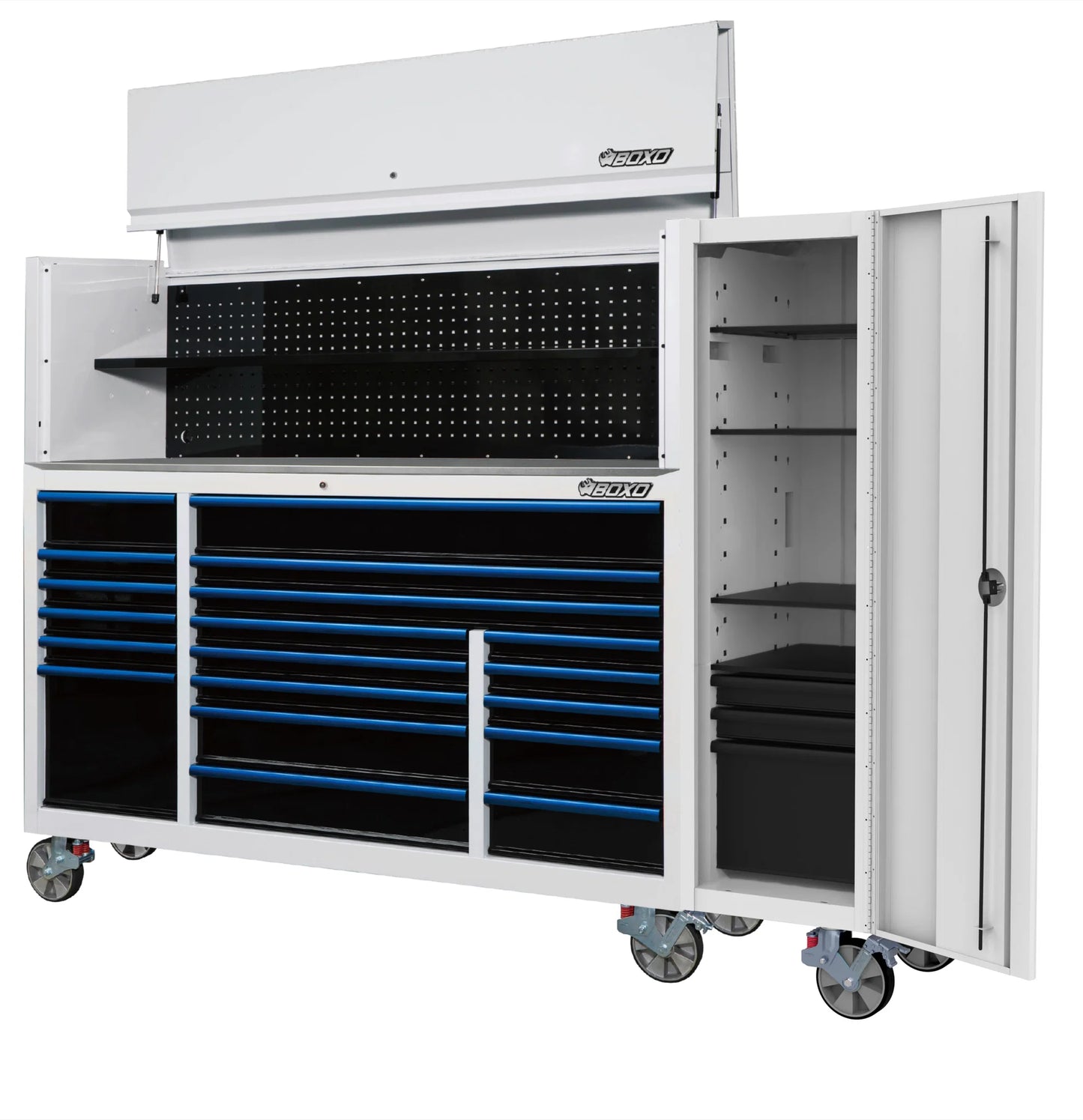 BOXO Full Height White Side Locker with 4 Shelves & 3 Drawers