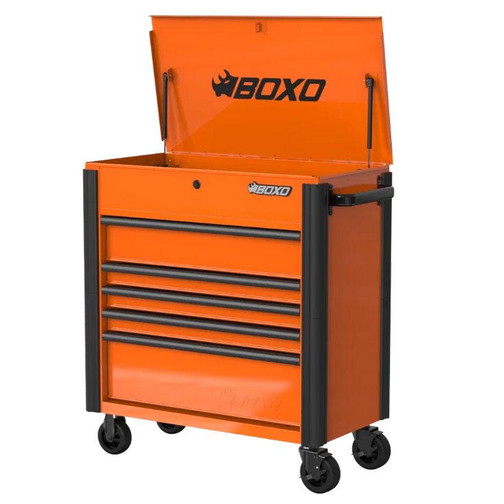 BOXO 37" Papaya Orange 5-Drawer Service Cart (Limited Edition)