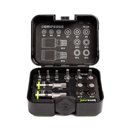 GripEdge 12-PC RPT 1/4, 3/8 & 1/2" Drive Standard Triple Square Bit Socket Set