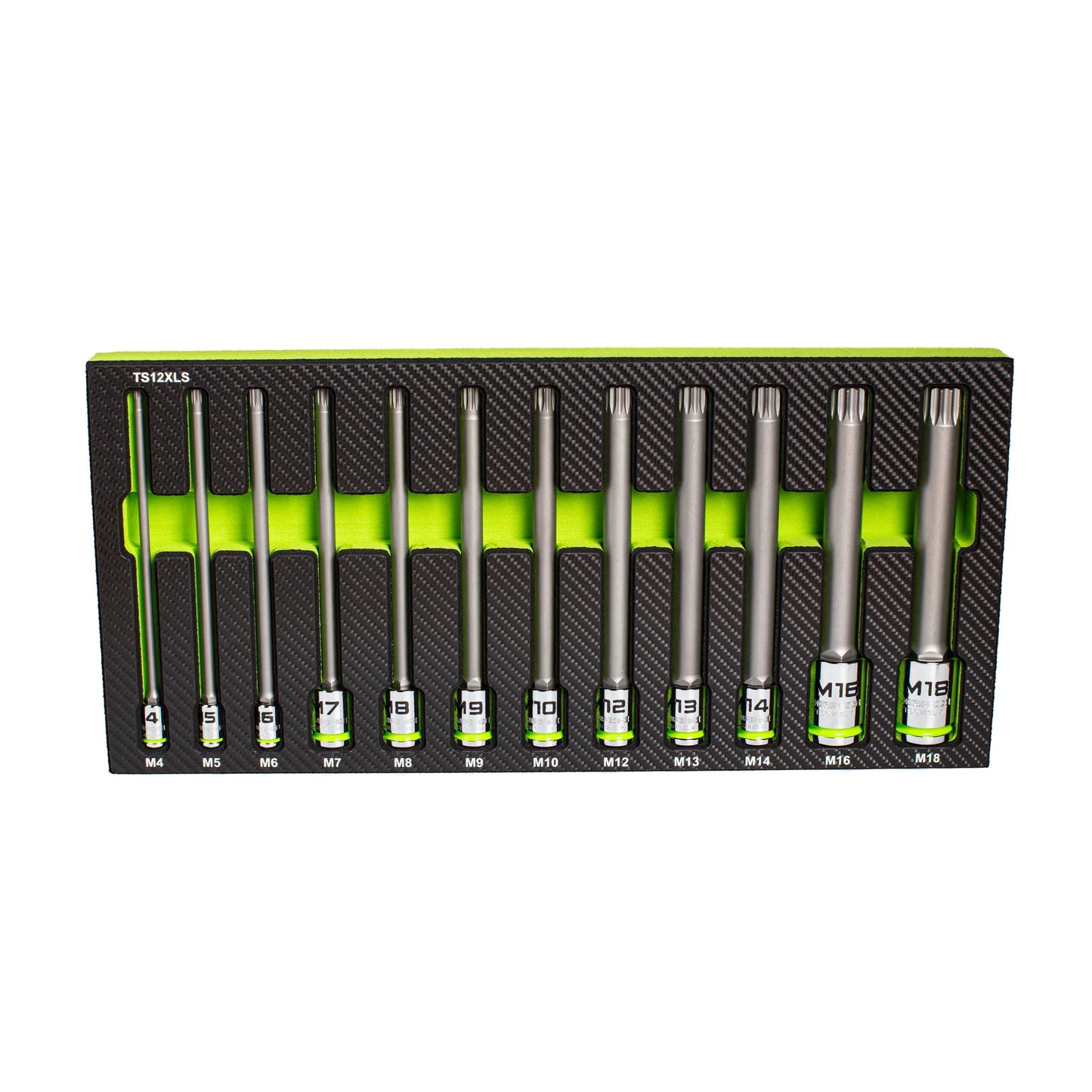 GripEdge 12-PC 1/4, 3/8 & 1/2" Drive Extra-Long Triple Square Bit Socket Set