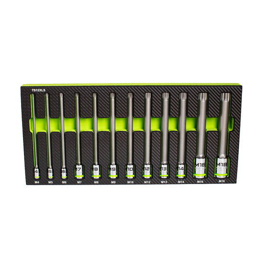 GripEdge 12-PC 1/4, 3/8 & 1/2" Drive Extra-Long Triple Square Bit Socket Set