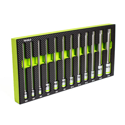 GripEdge 12Pc 1/4", 3/8" & 1/2" Extra-Long Triple Square Bit Socket Set