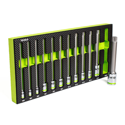 GripEdge 12-PC 1/4, 3/8 & 1/2" Drive Extra-Long Triple Square Bit Socket Set